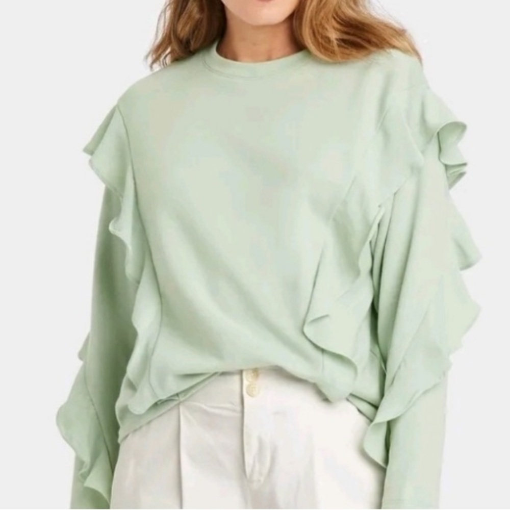 Target Mint Ruffle Sweatshirt Sz L